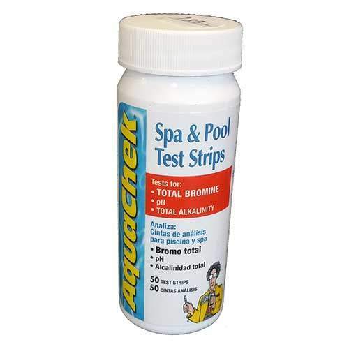 Teststrips for spa og basseng som måler bromin, pH og total alkalinitet. Gir raske og pålitelige resultater for trygg vannkvalitet og enkelt vedlikehold.