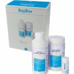 SpaCare OxyBox gir klorfri vannhygiene med aktivt oksygen. Komplett pakke med Oxygen Granular, Activator og teststrips for rent og trygt spa-vann.