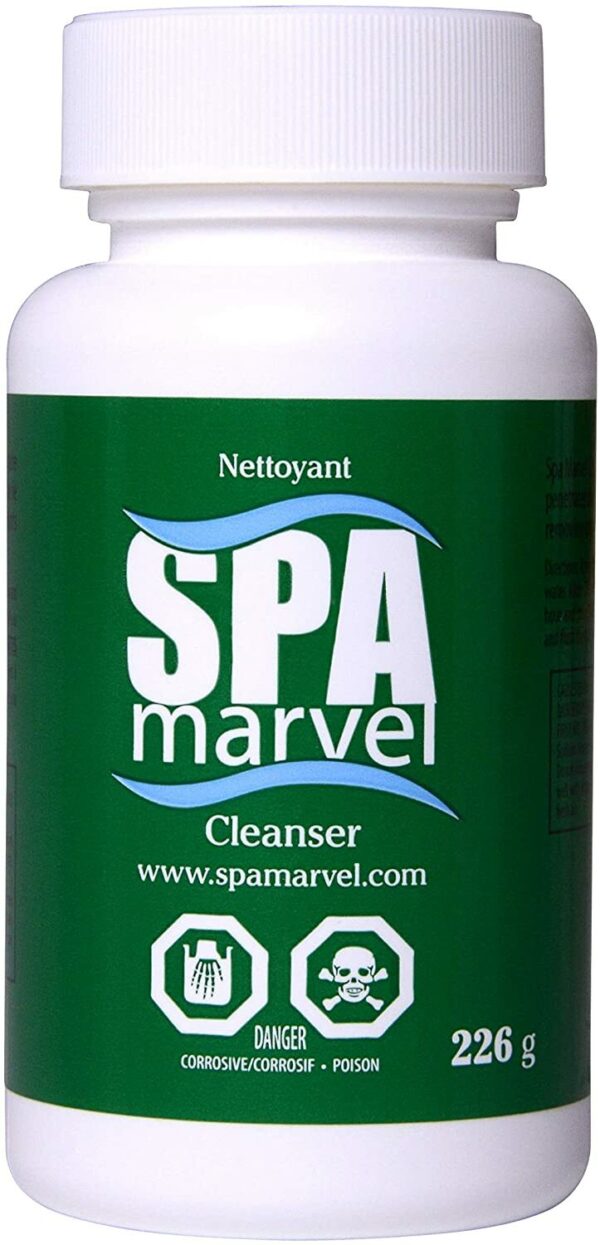 Spa Marvel Cleanser fjerner biofilm, fett og avleiringer i spaets rørsystem før vannbytte. Naturlig, klorfritt rensemiddel for renere og tryggere vann.