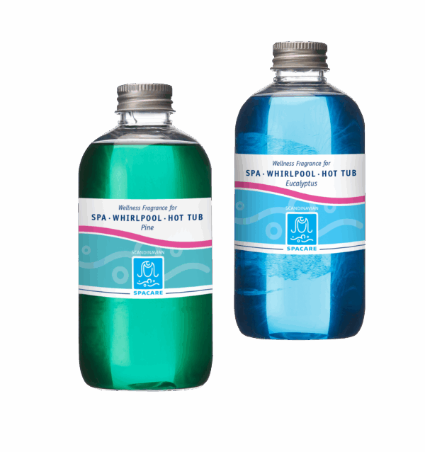 SpaCare Wellness Duft i varianter som eucalyptus og furu. Oljefri, allergivennlig aroma for boblebad og spa – gir frisk og behagelig atmosfære.