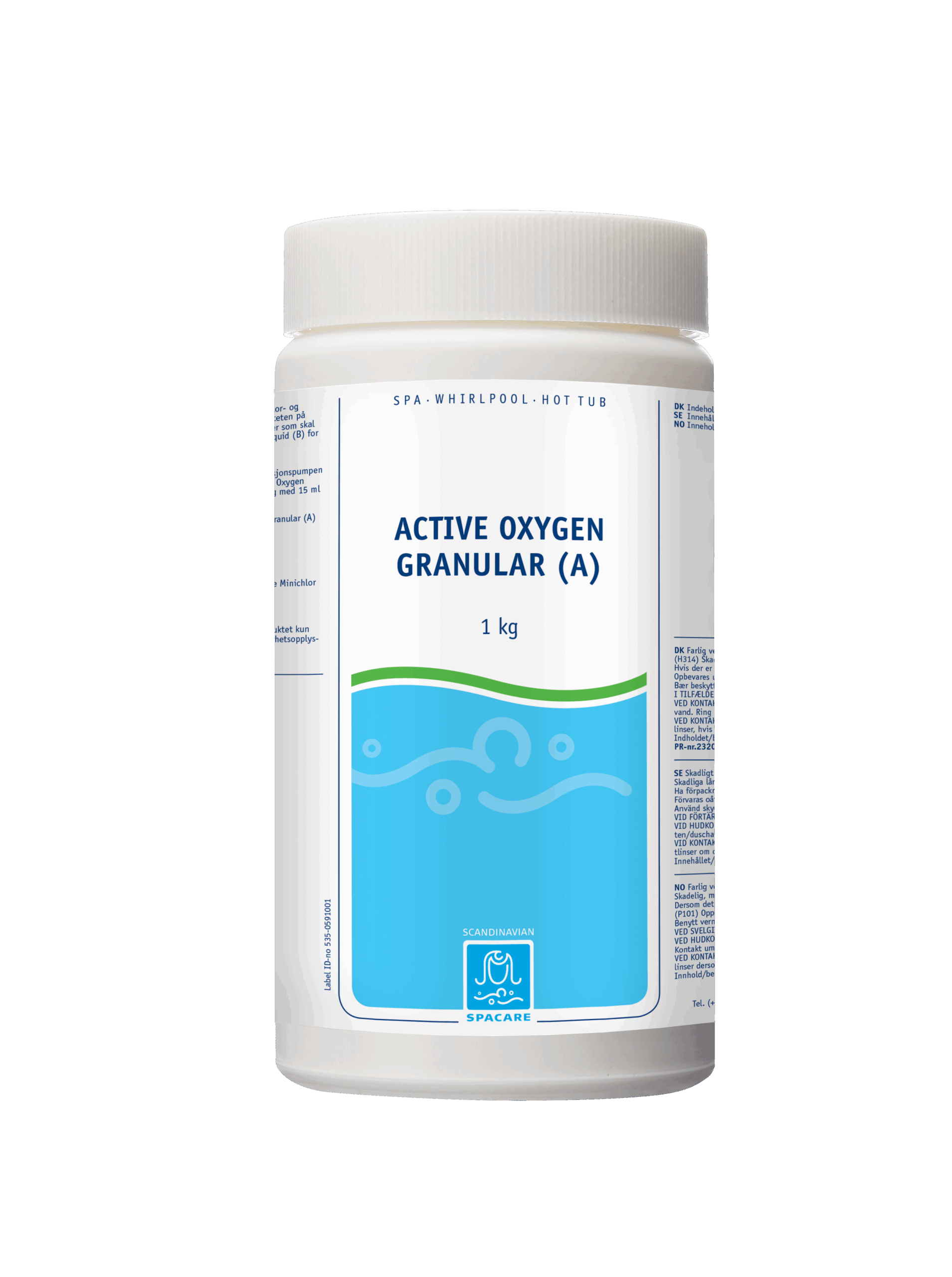 SpaCare Active Oxygen Granular gir effektiv og luktfri desinfeksjon av spa-vann. Brukes med Oxy Plus Activator for rent og trygt massasjebad.