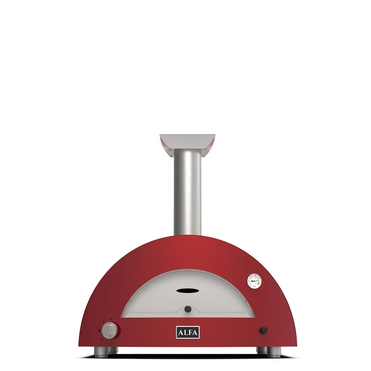 ALFA Moderno1 pizzaovn som kombinerer gass og vedfyring. Klar på 20–30 minutter og steker napolitansk pizza på 90 sekunder. Perfekt for hage og terrasse.