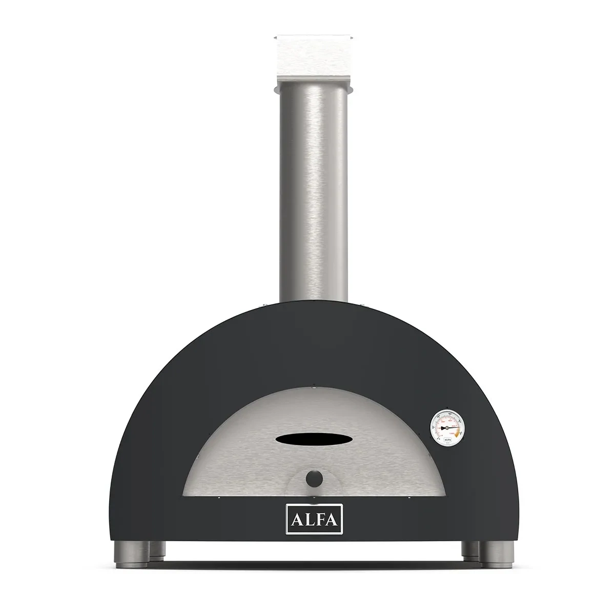 ALFA Moderno1 vedfyrt pizzaovn i kompakt design. Klar på 30 minutter, steker napolitansk pizza på 90 sekunder og gir ekte italiensk smak til utemat.